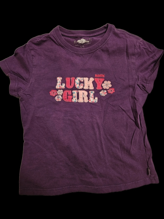 Roots Other - Roots Kids Purple 'Lucky Girl' Graphic Tee with Floral Accents
